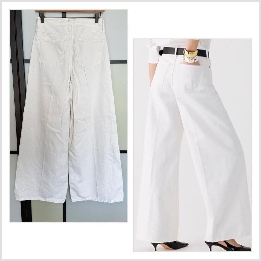 J Crew Jeans Womens‎ 25 Ivory High Rise Trousers Super wide Leg French Girl NWT